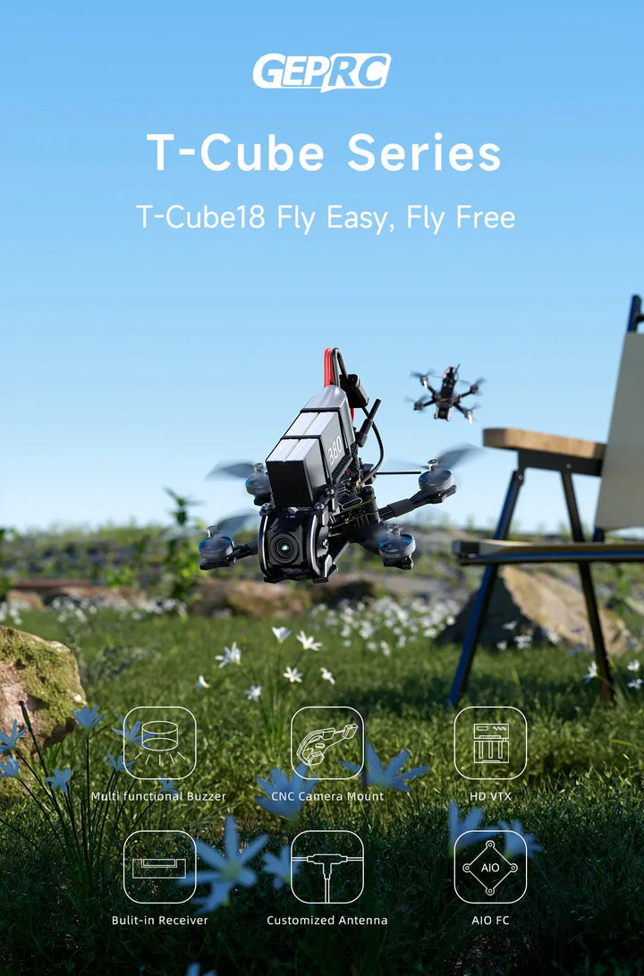 GEPRC T-Cube18 HD O4 FPV Quadcopter 1.8Inch TAKER F411-12A O4 Air Unit VTX 1002 18000KV Motor Mini RC Quadcopter Freestyle Drone