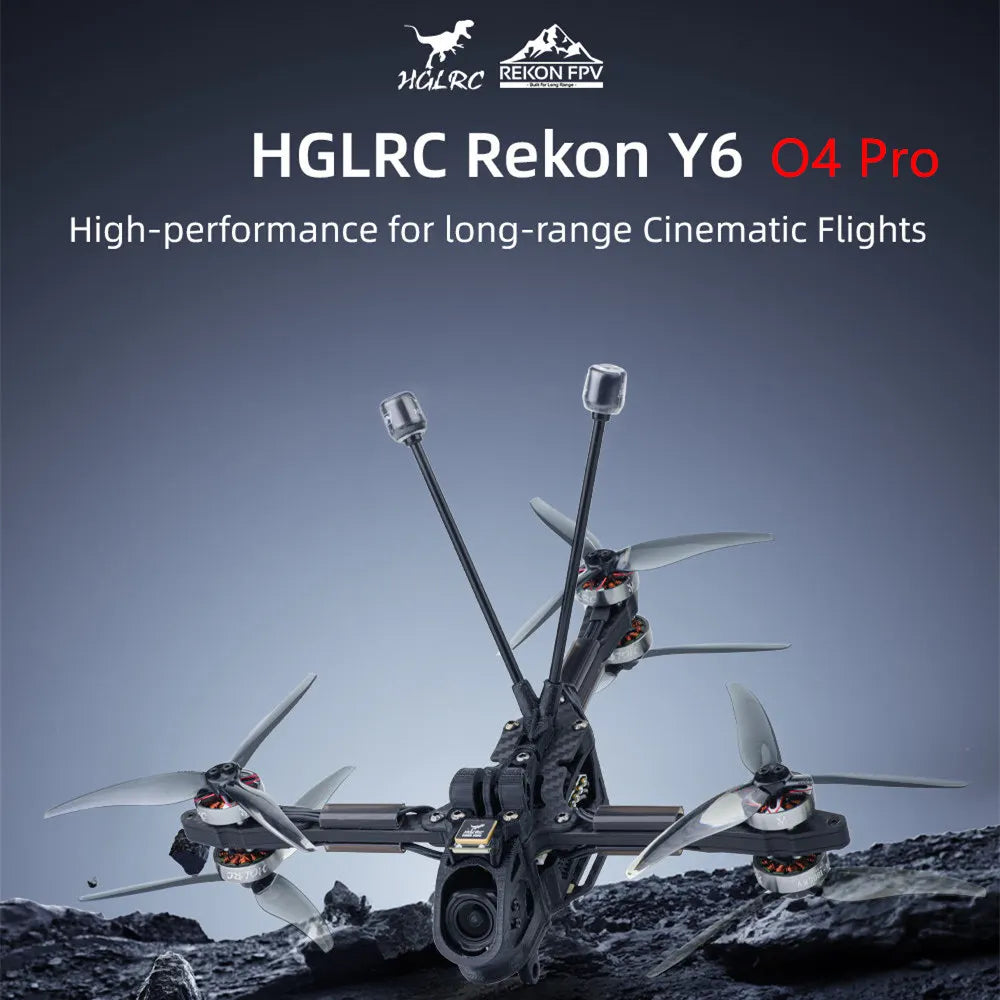 HGLRC Rekon Y6 O4 PRO 5" Long Range FPV Drone - F722 40A O4 Air Unit Pro 2004 1800KV 6S