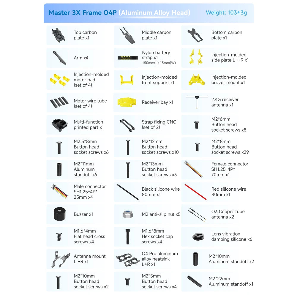 SpeedyBee Master3X 3-3.6 Inch FPV Drone Frame Modular Carbon Fiber Racing Freestyle Quadcopter Frame for RC Drone DIY