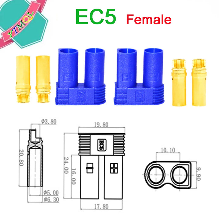 10-100PCS EC5 Male Female Bullet Connector Plug the Upgrade For RC FPV Lipo Battery RC Quadcopter