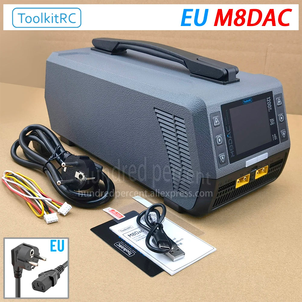 ToolkitRC M8DAC Dual-Channel Battery Charger - 1-8S 1200W AC 50A/30A IPS Display Smart Charger for LiPo RC Batteries