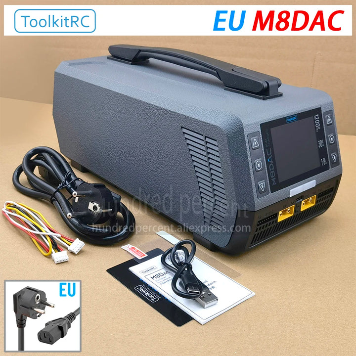 ToolkitRC M8DAC Dual-Channel Battery Charger - 1-8S 1200W AC 50A/30A IPS Display Smart Charger for LiPo RC Batteries