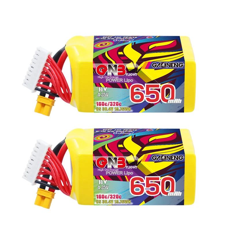 GNB 2S/3S/4S/6S/8S 160C LiPo Battery 2-Pack - 650/880/1100/1300/1400/1530/1630mAh XT60 FPV Racing Drone