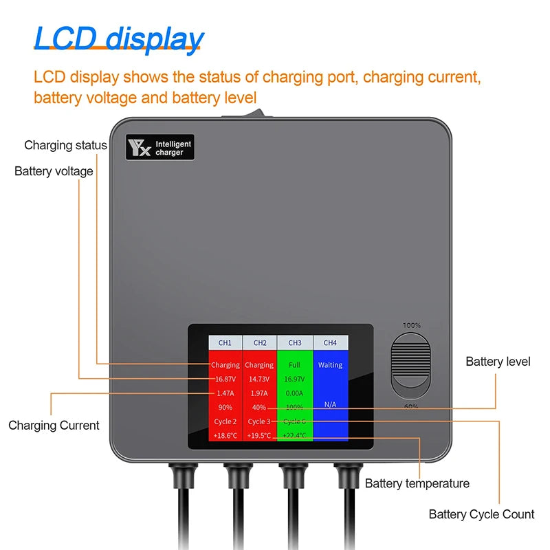 For DJI Air 3 Drone Battery Digital Display Charger 6 In 1 Charging Hub Fast Smart Charger With USB Adapter Port Accessories