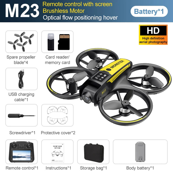 New M23 drone 4K dual lens with screen control 360 degree stunt surface flip/mobile screen real-time transmission