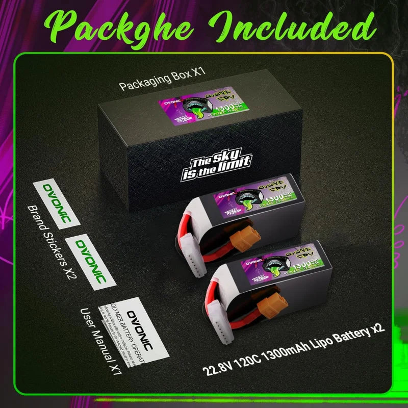 Ovonic 6S 1300mAh 120C 22.2V LiHV Battery for 1/10 Rock Crawler with XT60 Plug