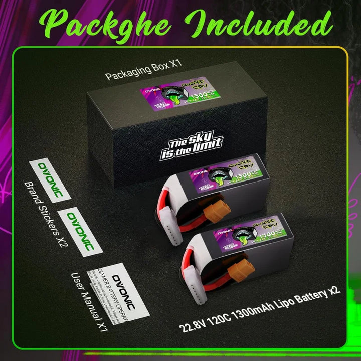 Ovonic 6S 1300mAh 120C 22.2V LiHV Battery for 1/10 Rock Crawler with XT60 Plug