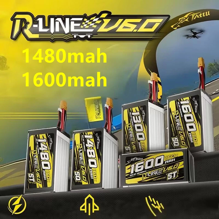 NEW TATTU-R-LINE 6.0 1480/1600mAh 160C 22.2V Lipo Battery For RC Helicopter Quadcopter FPV Racing Drone Parts