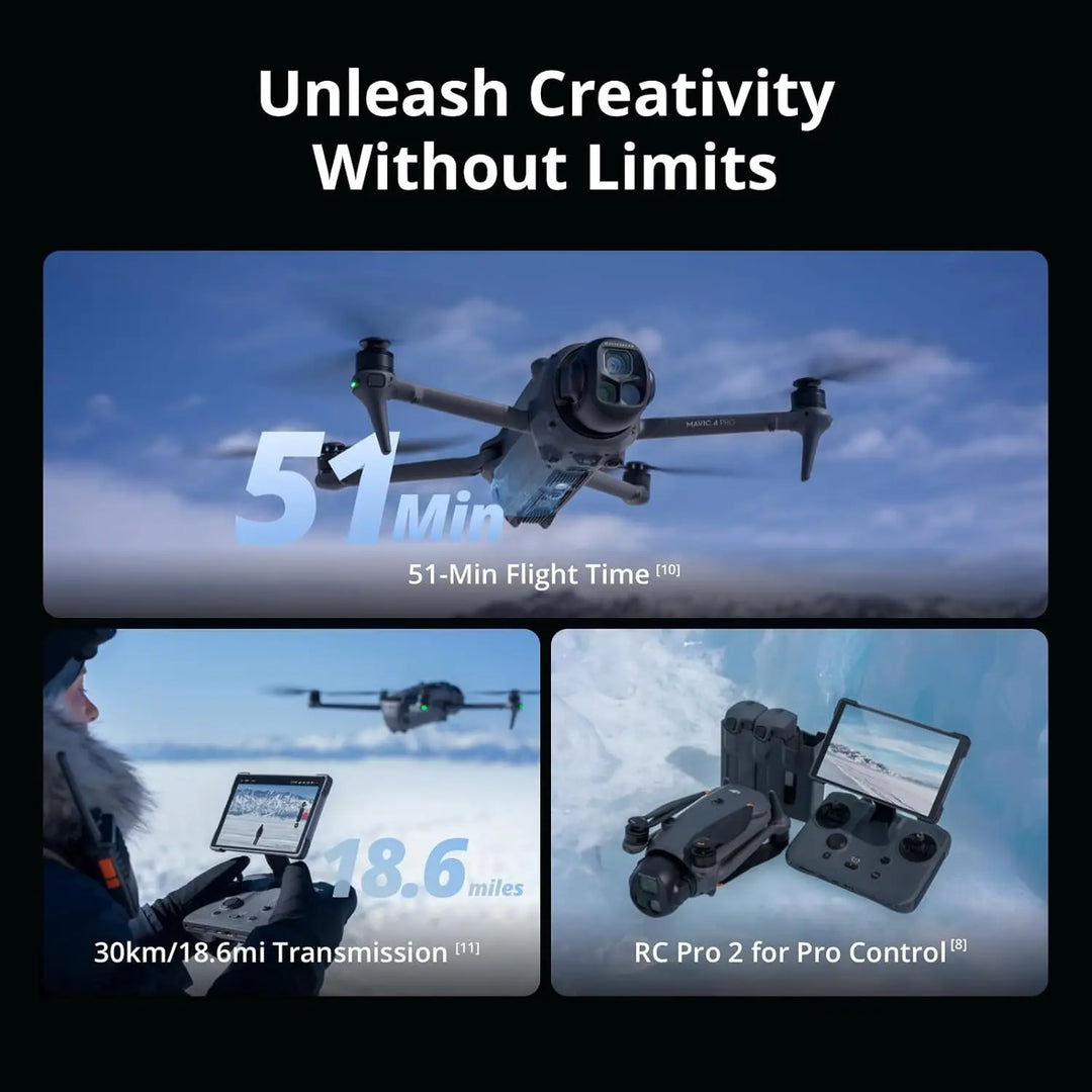 Refurbished DJI Mavic 4 Pro — 100MP Hasselblad Triple Camera, 6K/60fps HDR, 51-Minute Flight Time