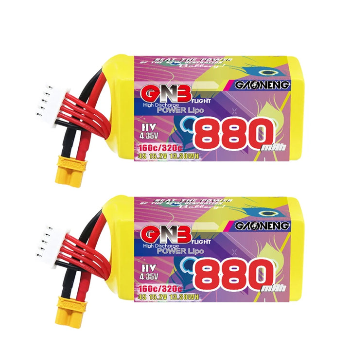 GNB 2S/3S/4S/6S/8S 160C LiPo Battery 2-Pack - 650/880/1100/1300/1400/1530/1630mAh XT60 FPV Racing Drone