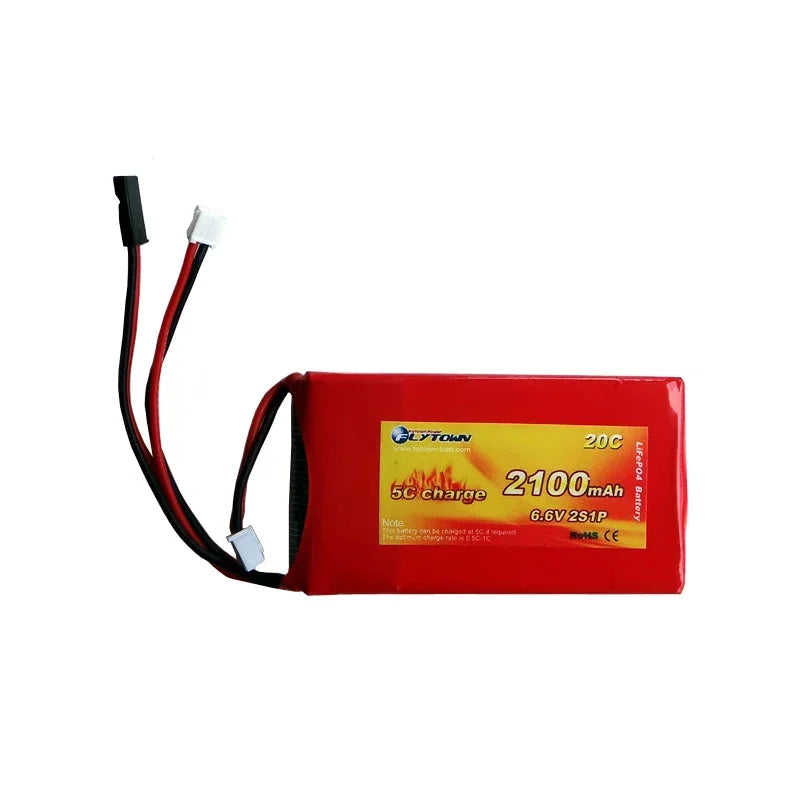 Flytown 2100mAh 2S LiFePO4 Transmitter Battery 6.6V 20C — Futaba & JR TX Pack