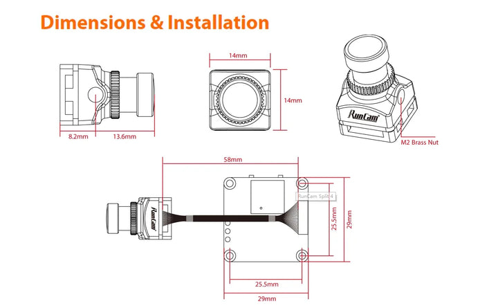 RunCam Split 4 V2 4K High Definition Recording / Low Latency FPV 2 IN 1 Camera For FPV Racing Drone Parts