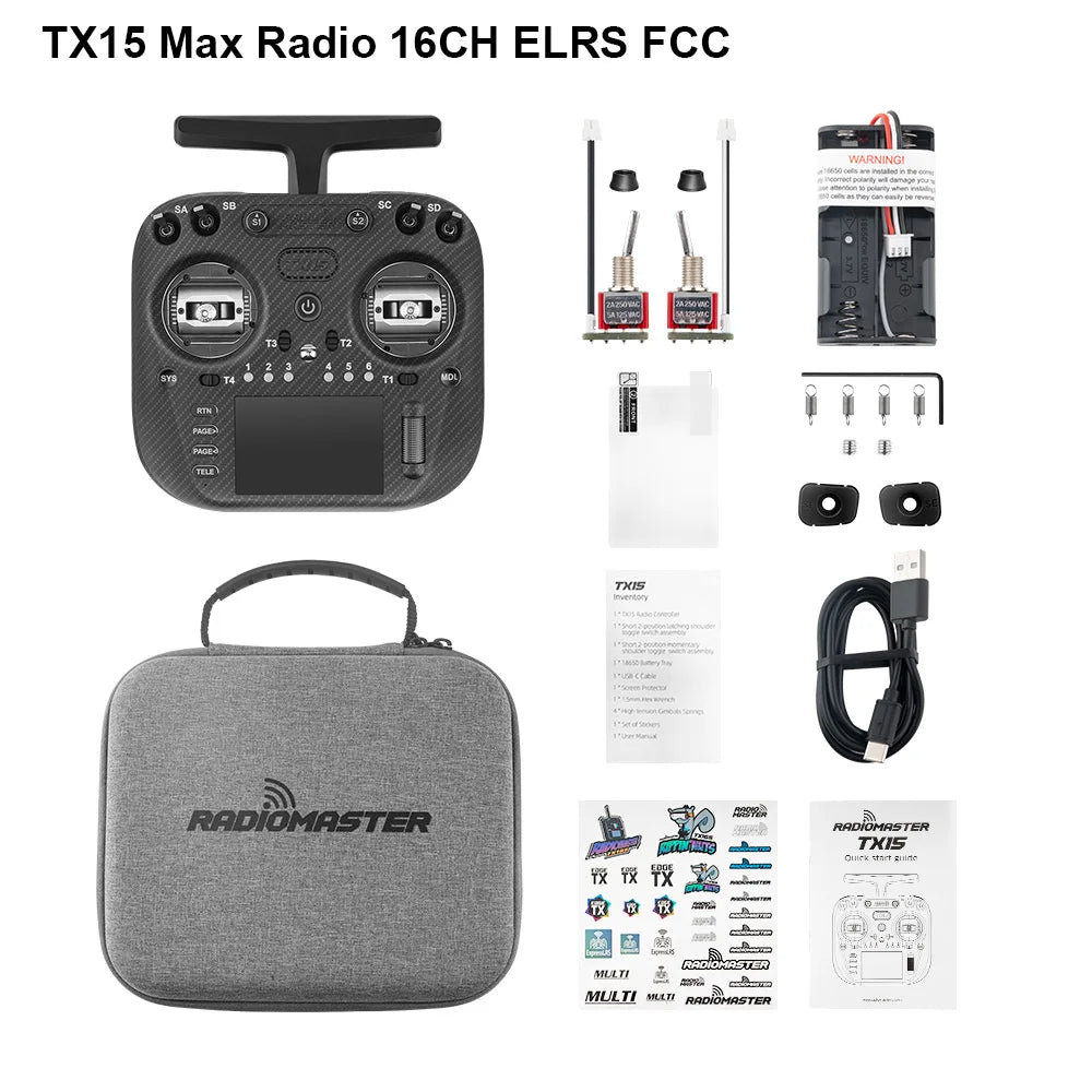 RadioMaster TX15 MAX 16CH Radio Controller - ELRS 2.4GHz AG02 Gimbals
