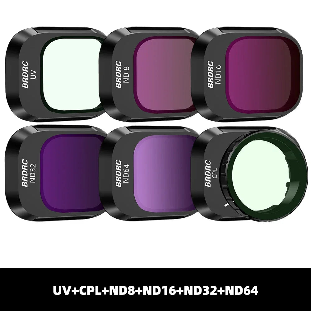 BRDRC Lens Filters for DJI Mini 4 Pro - UV CPL ND8/16/32/64 ND-PL Set
