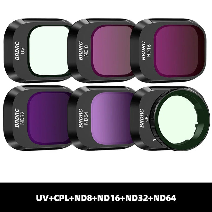 BRDRC Lens Filters for DJI Mini 4 Pro - UV CPL ND8/16/32/64 ND-PL Set