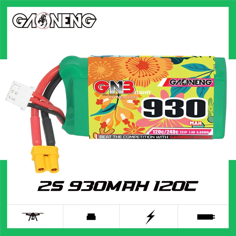 Gaoneng GNB 930mAh 120C/240C LiPo Battery XT30 — 2S / 3S / 4S / 6S for FPV Racing Drones