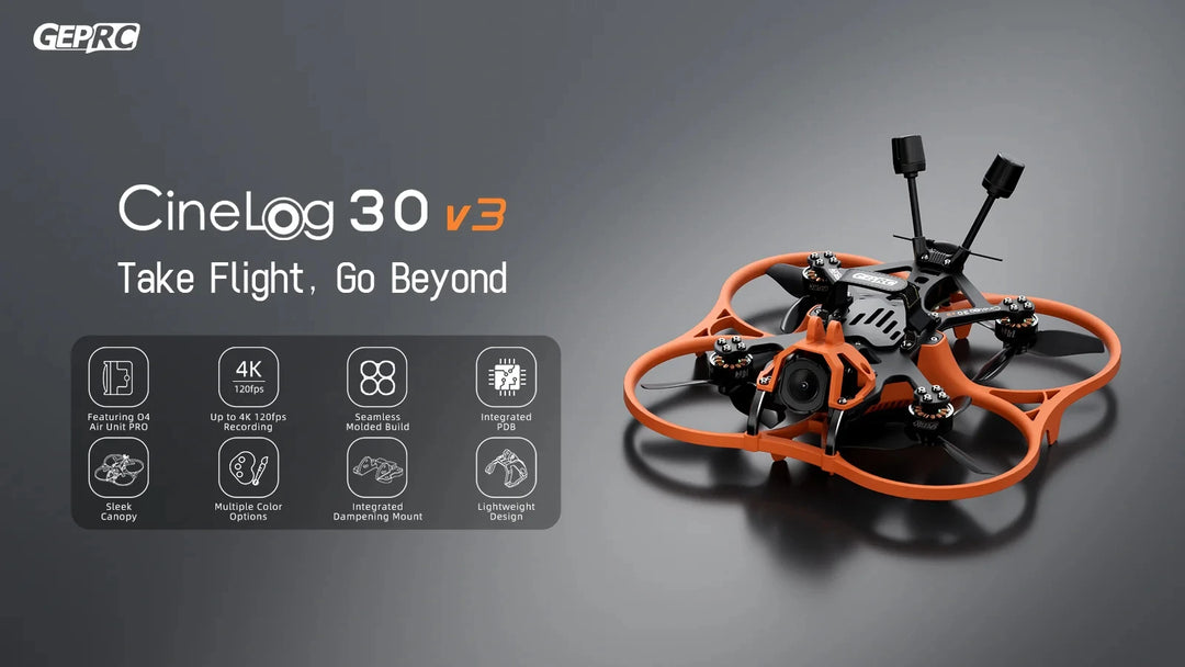 GEPRC Cinelog30 V3 RC Freestyle Drone O4 Pro Air Unit /WTFPV SPEEDX2 1404 3850KV TAKER F722 45A 32Bit AIO 16MB FPV Quadcopter