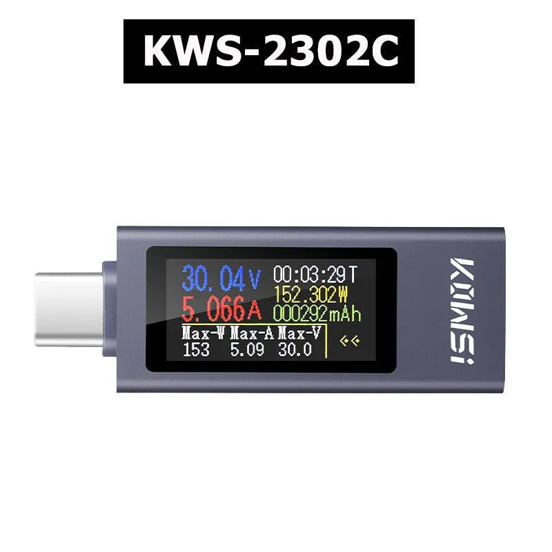 Type-C USB Power Meter DC 4-30V 12A - Digital Voltage Ammeter Tester