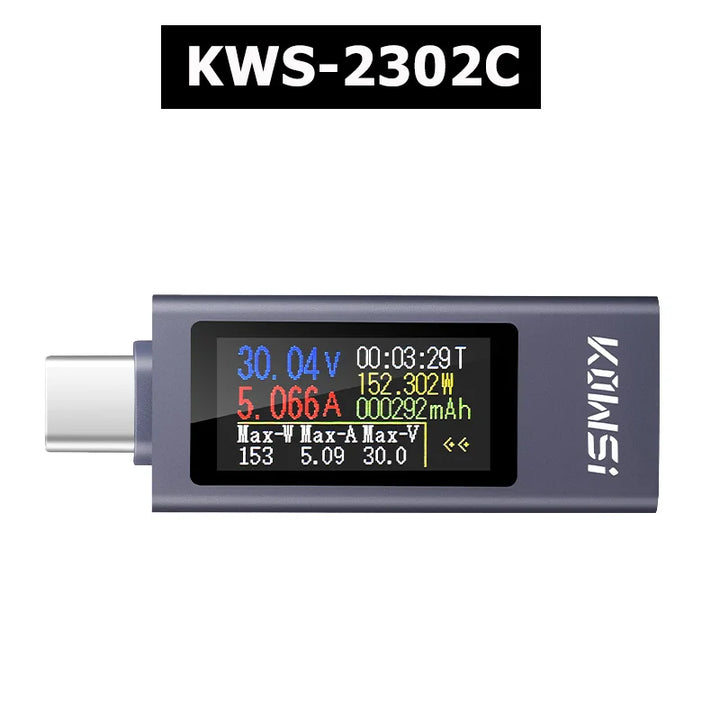 Type-C USB Power Meter DC 4-30V 12A - Digital Voltage Ammeter Tester