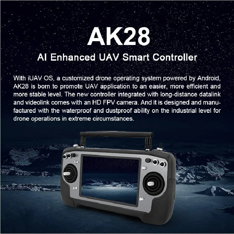 SIYI AK28 Agriculture FPV Android Smart Controller — 7-Inch 1000-Nit Screen, 14CH, 2.4GHz, 2KM, Android 10, IP54