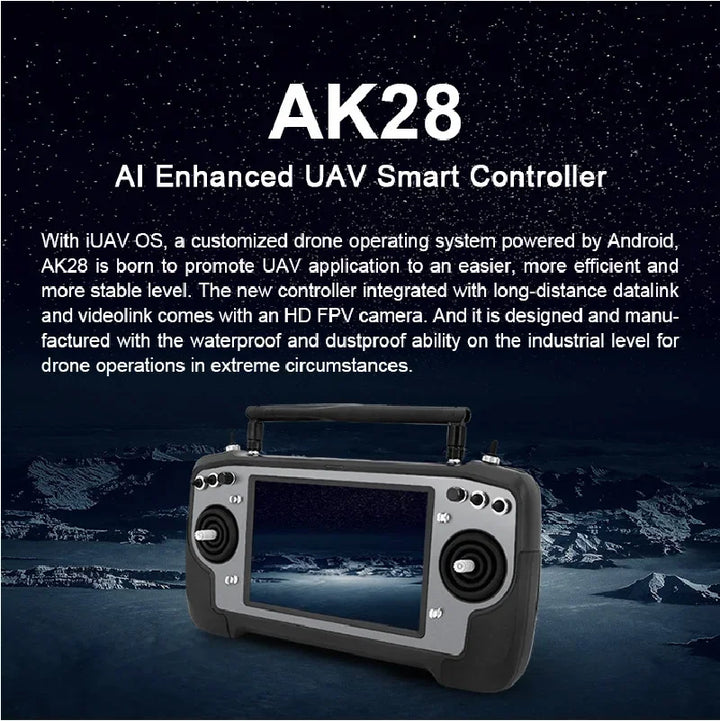SIYI AK28 Agriculture FPV Android Smart Controller — 7-Inch 1000-Nit Screen, 14CH, 2.4GHz, 2KM, Android 10, IP54