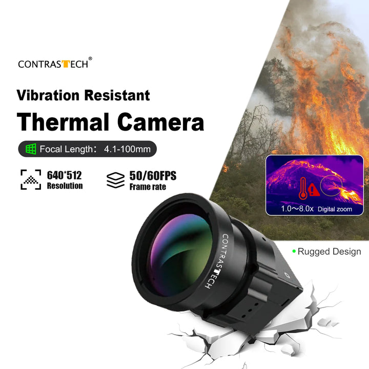 640 x 512 50Hz 8000-14000nm Radiometric LWIR FLIR Drone Thermal Camera Core for Animal Observation Contrastech