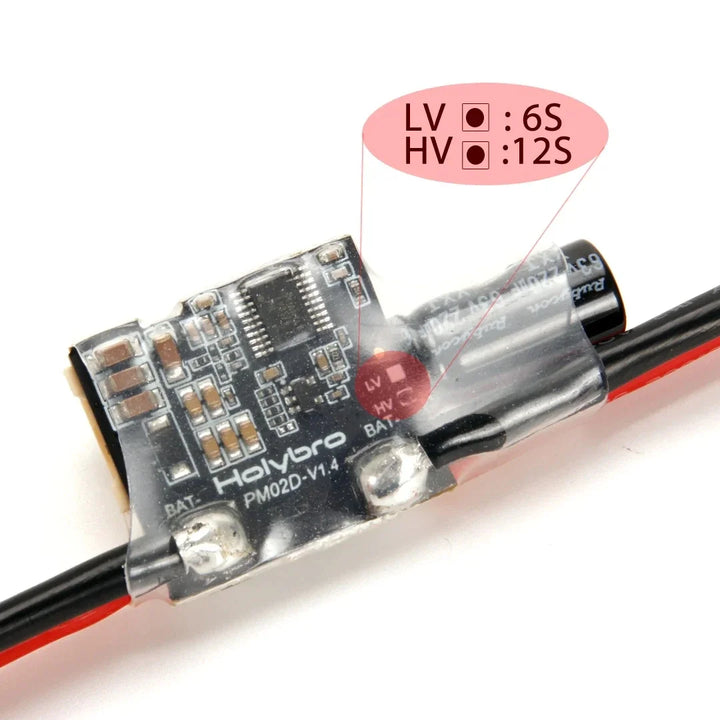 Holybro PM02D Digital Power Module — I2C, XT60, 5.2V/3A, 60A Continuous, LV (2S–6S) or HV (2S–12S), for Pixhawk 5X & 6X
