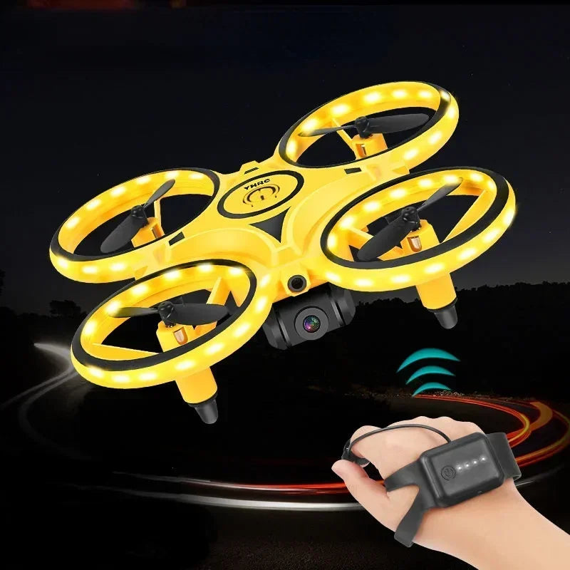 2025New RC Mini Quadcopter Induction Drone Smart Watch Remote Sensing Gesture Aircraft UFO Hand Control Drone Altitude Hold Kids