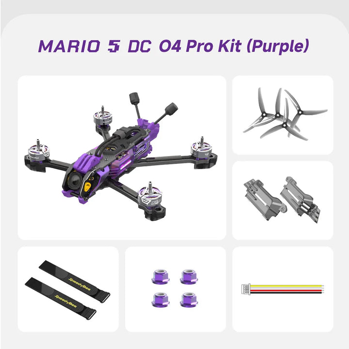 SpeedyBee Mario 5 FPV Drone — 5" Deadcat Carbon Fiber Frame, F405 V4 FC, DJI O4 Pro / DC / XH Power Kit Options