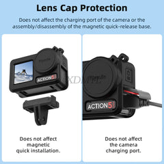 DJI Action 5 Pro/4/3 Silicone Case - Lens Cap Lanyard Protector