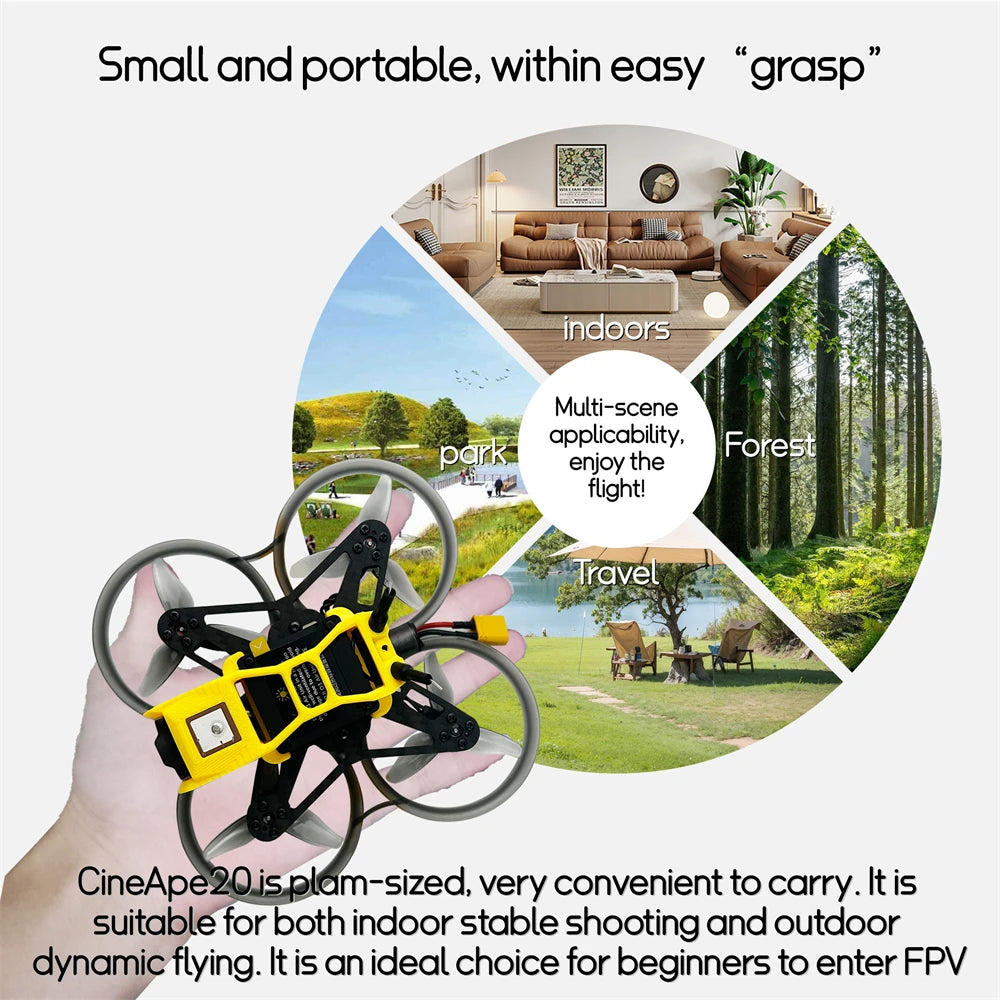 DarwinFPV CineApe20 2" Cinewhoop BNF - F411 15A ELRS Analog/O3 90mm 3S