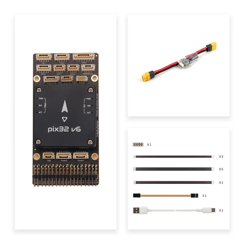Holybro Pixhawk 6 (PIX32 V6) Flight Controller — FMU v6, PX4 & ArduPilot, Standard & Mini Baseboard, PM02, M9N/M10 GPS Bundles