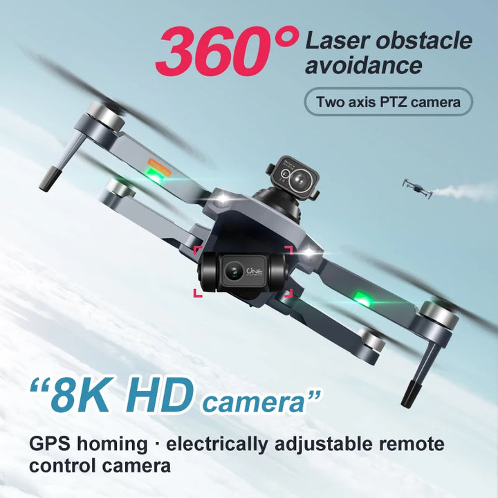 Drone Professional Control 3000Meters 8K Two Axis Mechanical Pan Tilt Camera Brushless Motor Laser Obstacle Avoidance GPS Drones