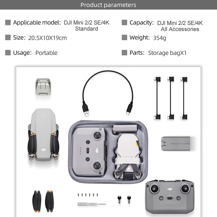 New Carrying Case Protective Sotrage Bag Waterproof Suitcase for DJI Mini 2/2SE/4K Drone Remote Battery Accessories