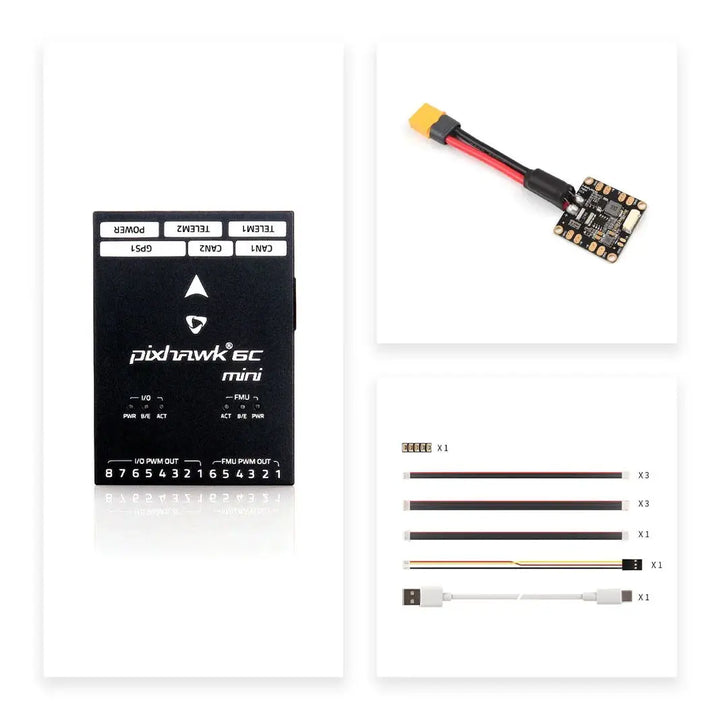 Holybro Pixhawk 6C Mini Flight Controller — Compact FMU v6C, PX4 & ArduPilot, Optional PM02/PM06 Power Module & M9N/M10 GPS