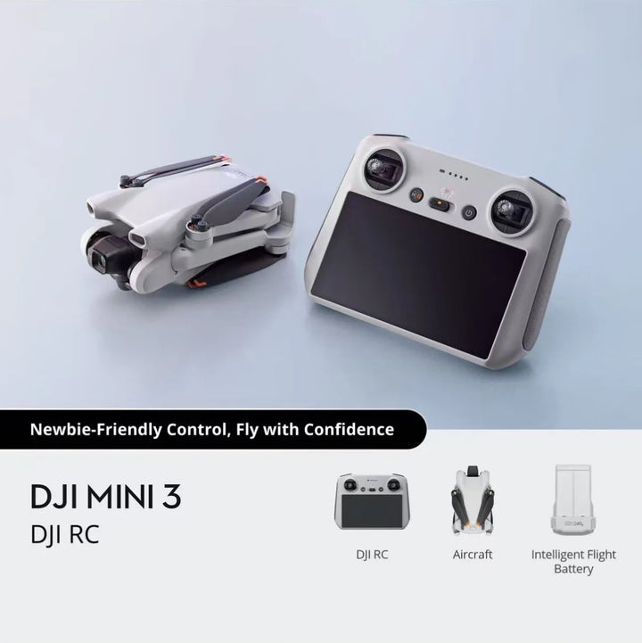 DJI Mini 3 Drone Kit — with RC Remote (Screen), 4K HDR, 1/1.3" Sensor, 3-Axis Gimbal, 248g, 10km O3, True Vertical Shooting, Brand New Unactivated