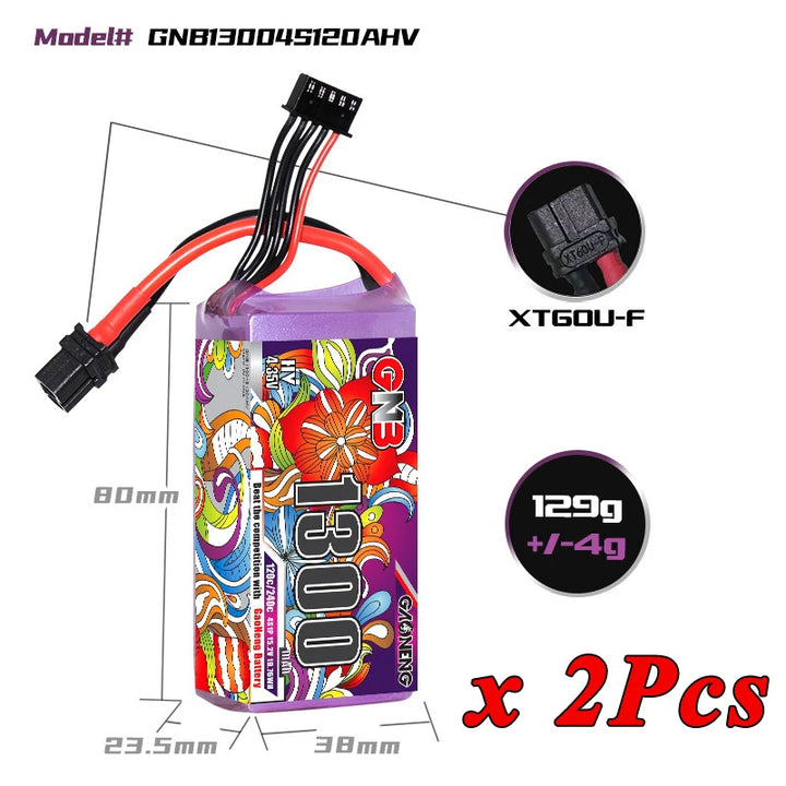GNB 4S/6S LiPo Battery 120C - 1100/1300/1500/1850mAh XT60 FPV Racing Drone Helicopter