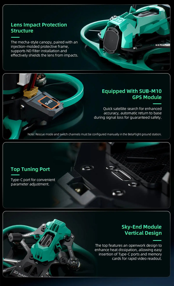 Sub250 DollyFly25 V2 2.5Inches WTFPV FPV Drone Freestyle Quadcopter with PNP/ELRS2.4 Receiver XT30U Connector for DIY