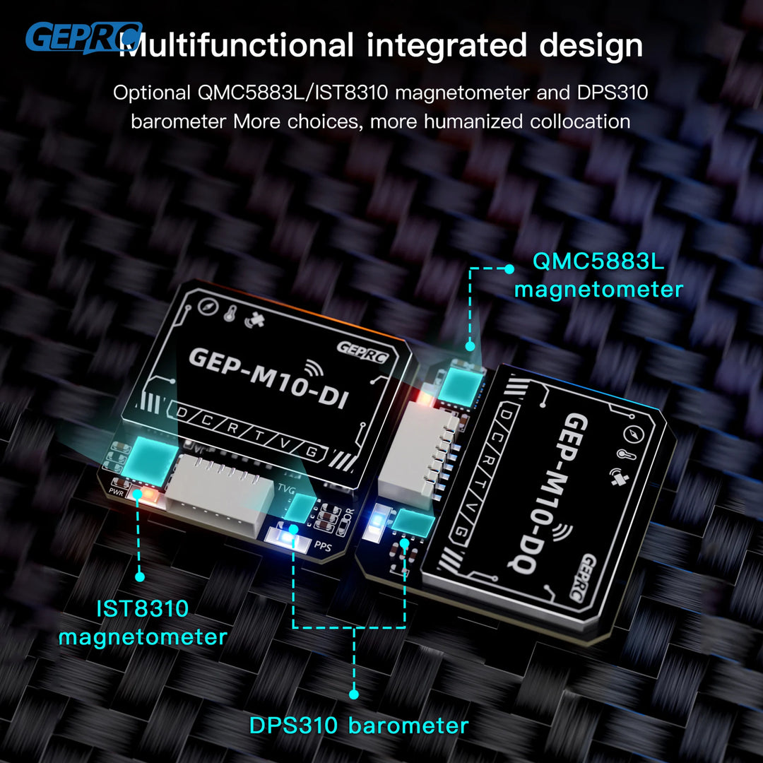 GEPRC GEP-M10 Series GPS Built-in Flash Chip QMC5883L Magnetometer DPS310 Barometer Accurate and Farad Capacitor for FPV Drone