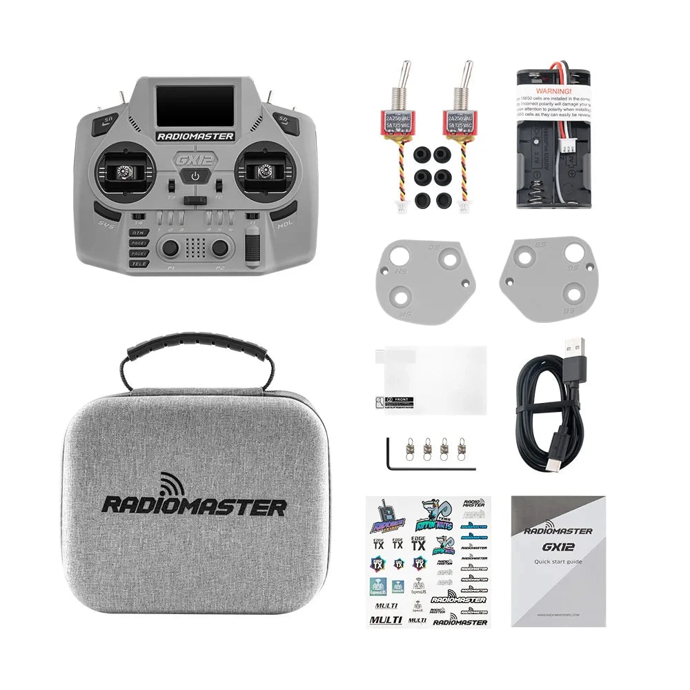 RadioMaster GX12 Crush Edition — Dual-Band ELRS Gemini-X, 1000Hz CNC Hall Gimbals, EdgeTX, 6 Colors, FCC
