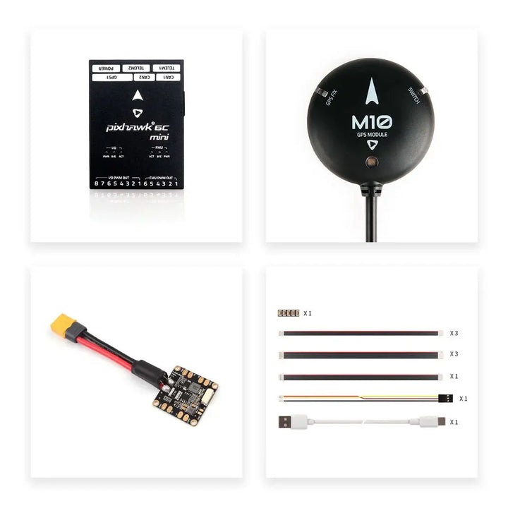 Holybro Pixhawk 6C Mini Flight Controller — Compact FMU v6C, PX4 & ArduPilot, Optional PM02/PM06 Power Module & M9N/M10 GPS