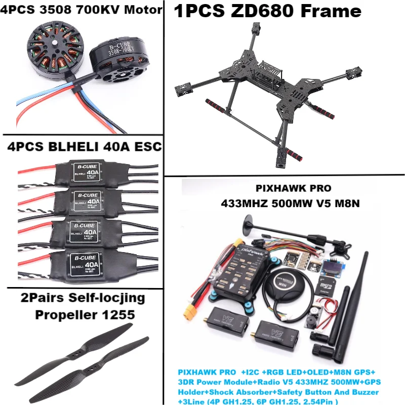 New ZD680 PRO M8N/M9N/M10 Full Carbon Fiber Hexa-Rotor Foldable Arm Hexacopter Frame Kit PIXHAWK with Unflodable Landing Gear