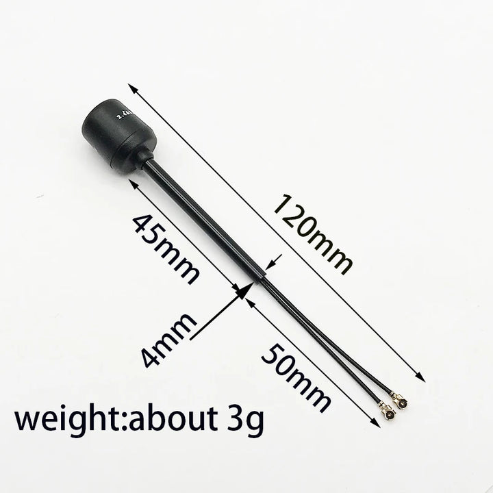 Dual-Band FPV Antenna for DJI O3 Air Unit — 2.4/5.8GHz, IPEX1, 120mm / 150mm