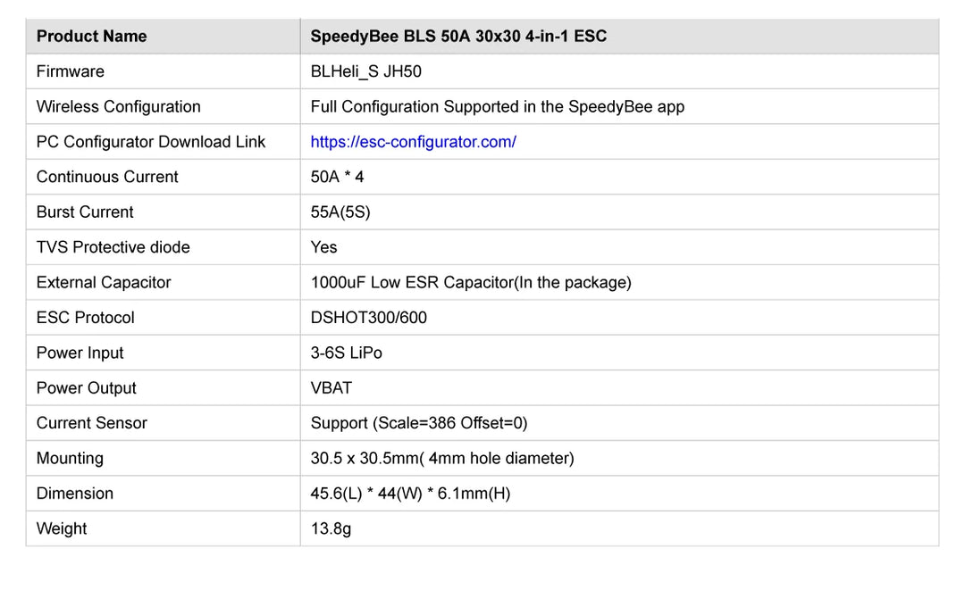 SpeedyBee F405 V3 30x30 Flight control + 50A BLS 4 in 1 ESC Fortinet