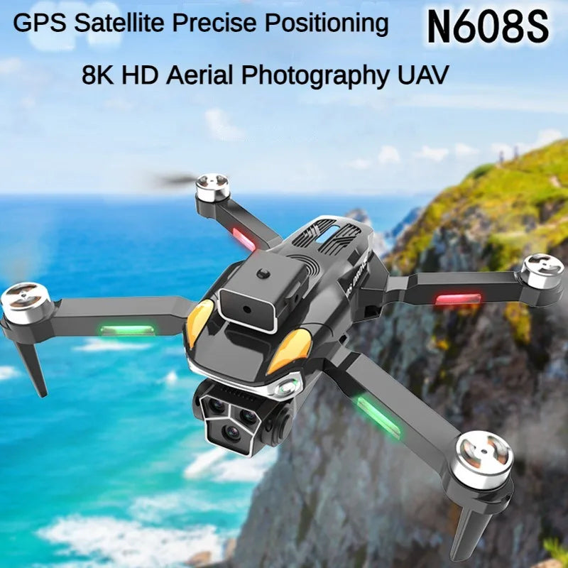 N608S Mini Drone 8K Brushless Three Camera Optical Flow 5G WIFI FPV 4K Dual Camera Drones RC Quadcopter Dron Mini Drone Toys