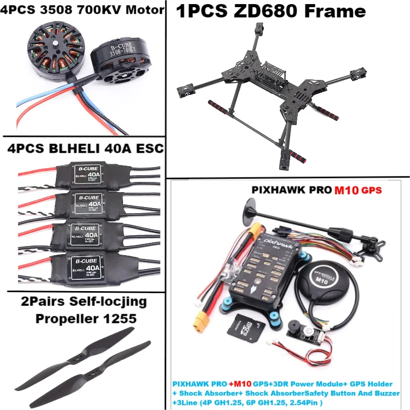 New ZD680 PRO M8N/M9N/M10 Full Carbon Fiber Hexa-Rotor Foldable Arm Hexacopter Frame Kit PIXHAWK with Unflodable Landing Gear