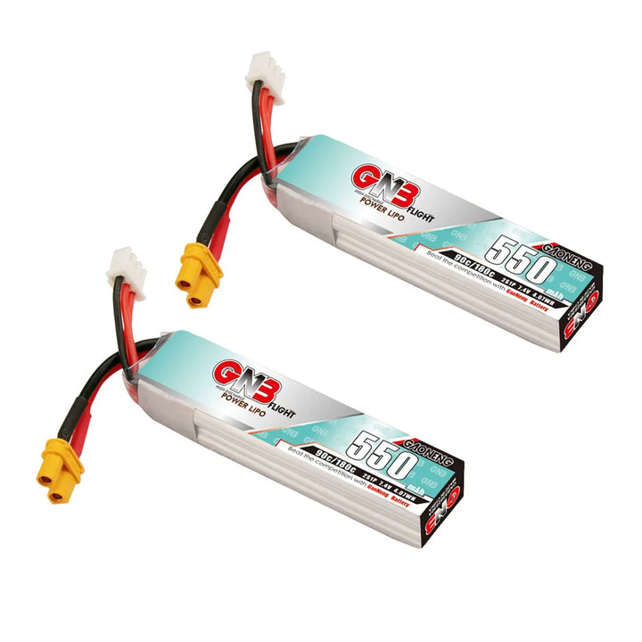 Gaoneng GNB 550mAh 2S 7.4V 90C Slender LiPo Battery XT30 — 1-6 Pack for Micro FPV
