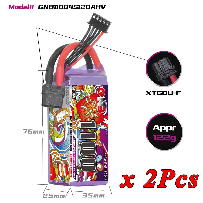 GNB 4S/6S LiPo Battery 120C - 1100/1300/1500/1850mAh XT60 FPV Racing Drone Helicopter