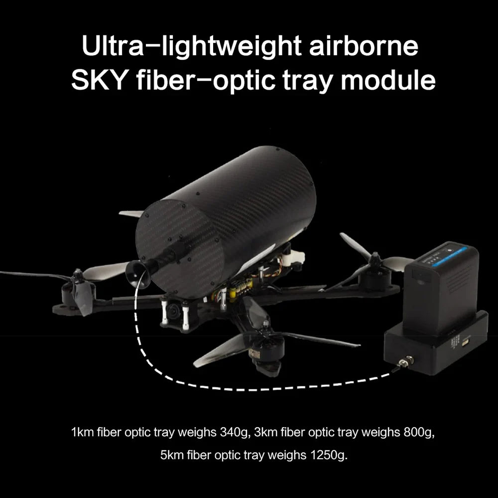 FPV Drone Optical Fiber Image Data Module 1km/2km/3km/5km/10km Anti-interference Relay Extender Optical Link Sky Up to 20km