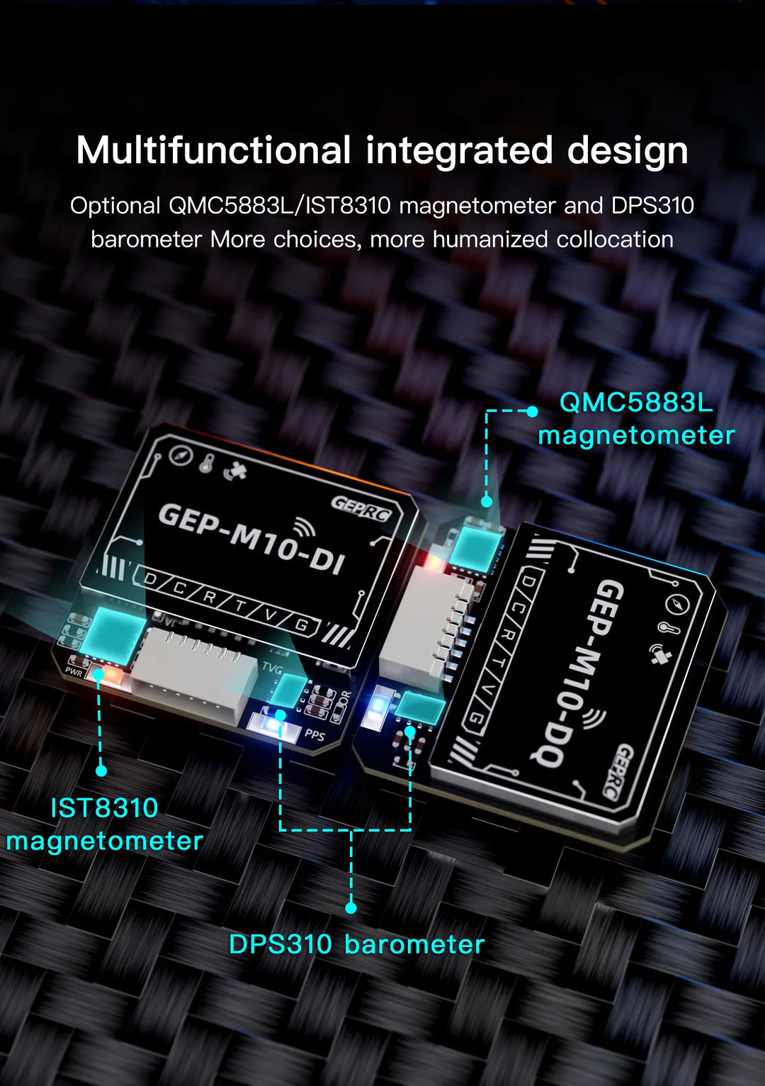 GEPRC GEP-M10 Series GPS Built-in Flash Chip QMC5883L Magnetometer DPS310 Barometer Accurate and Farad Capacitor for FPV Drone